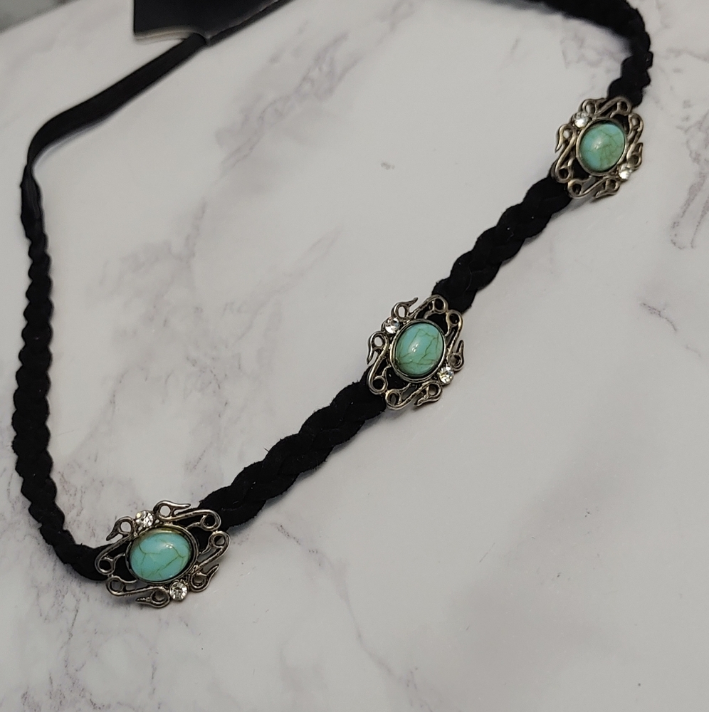 Braided Turquoise Headband - Picture 2 of 4